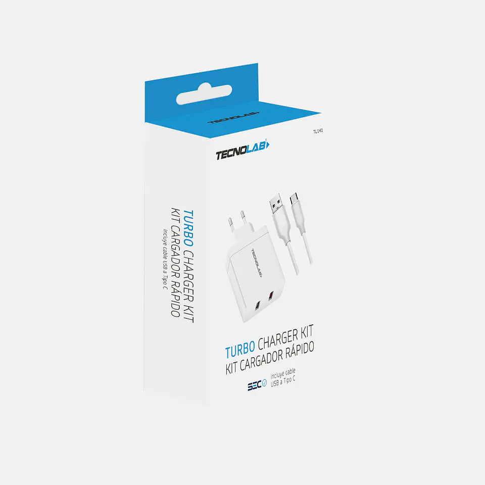 Kit cargador TecnoLab TL141 blanco USB con cable Tipo C 1