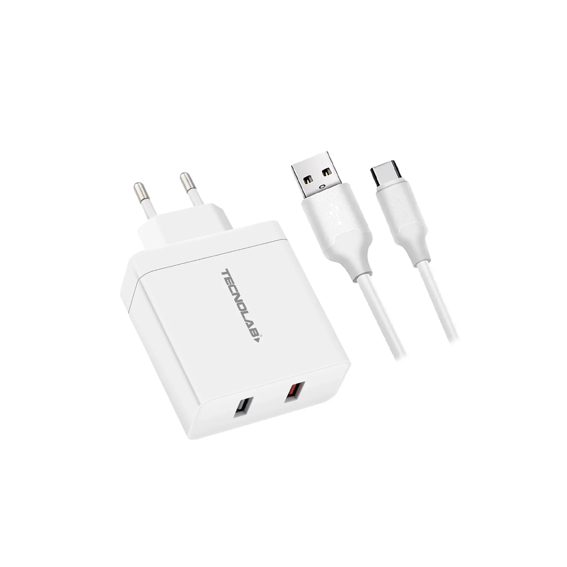 Kit cargador TecnoLab TL141 blanco USB con cable Tipo C 2