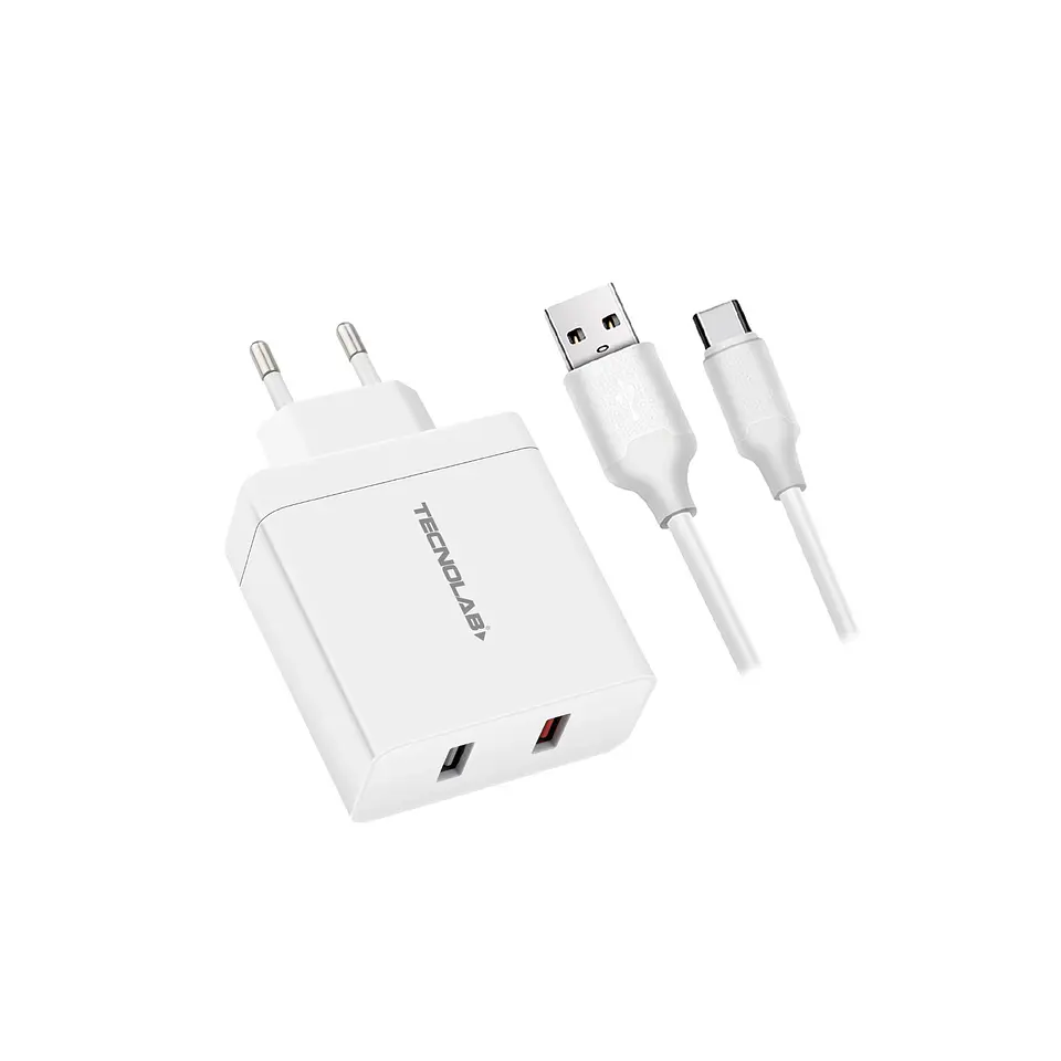 Kit cargador TecnoLab TL141 blanco USB con cable Tipo C 2