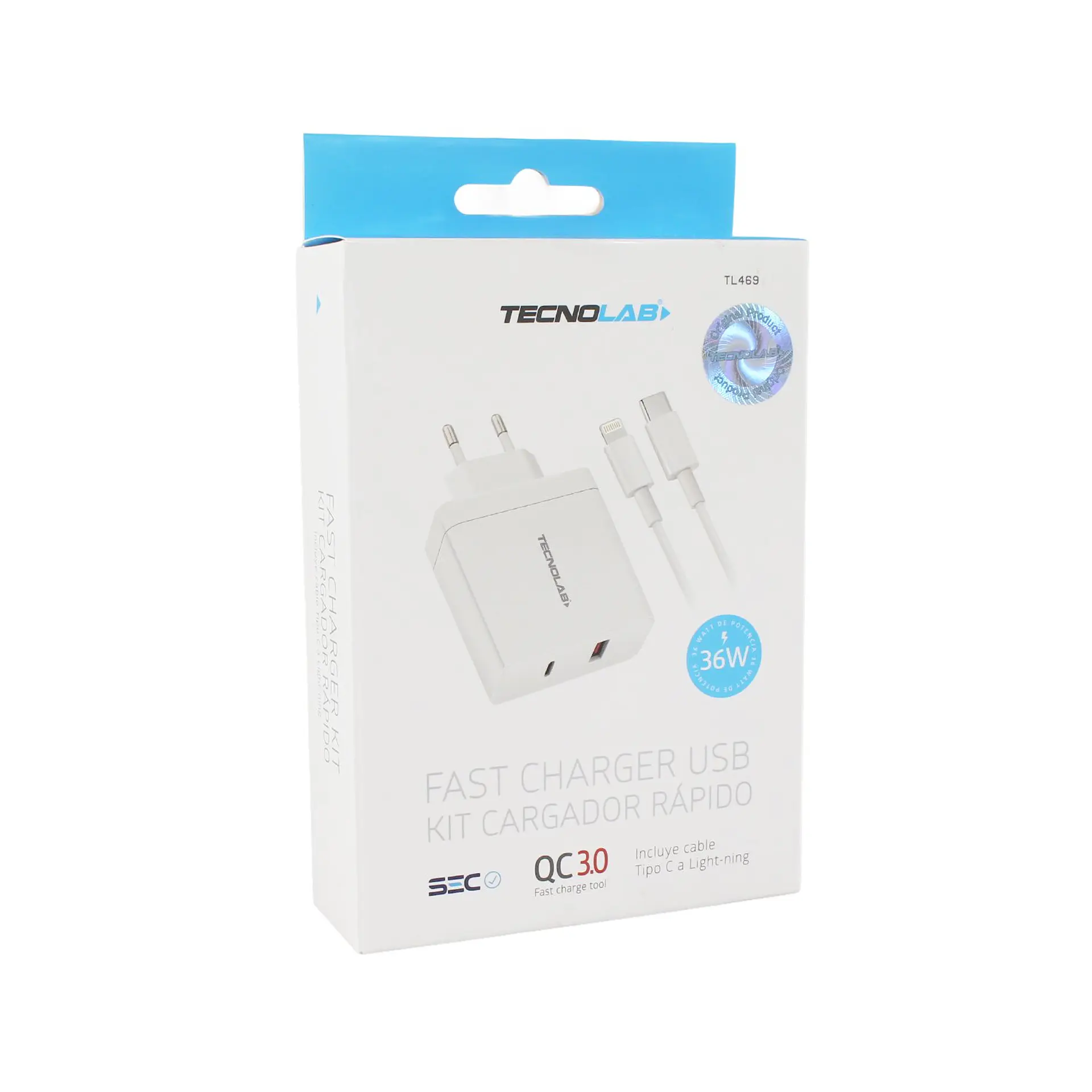 Kit cargador TecnoLab TL469 con cable Tipo C a Lightning 6