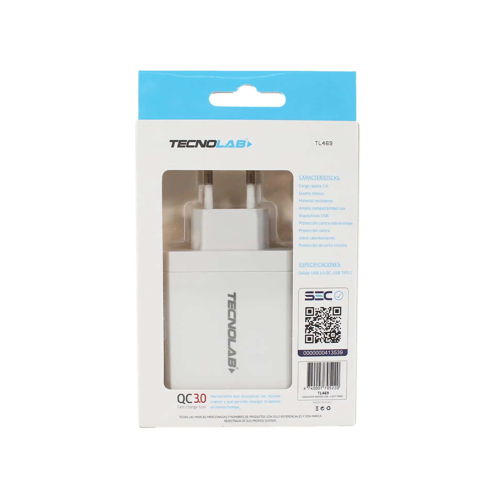 Kit cargador TecnoLab TL469 con cable Tipo C a Lightning 8