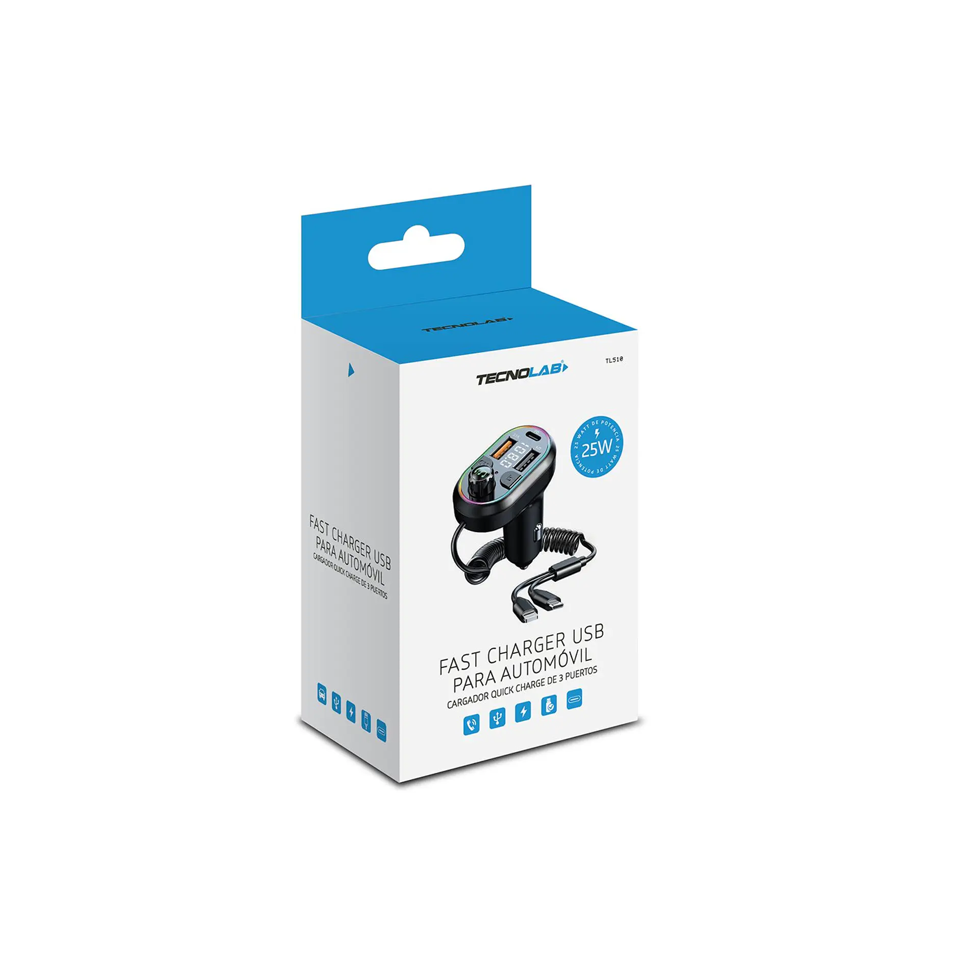 Cargador auto y transmisor FM Bluetooth TecnoLab TL510 3