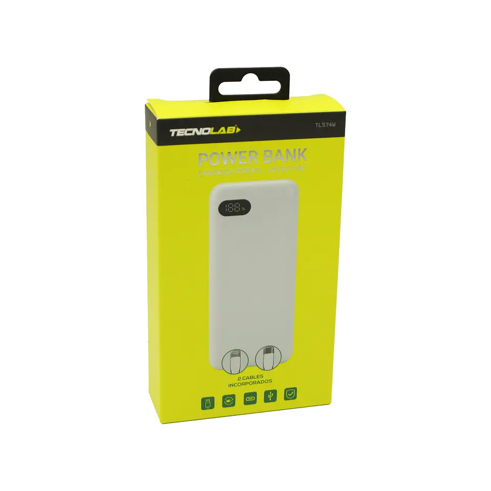 Batería externa TecnoLab TL574W blanca 20000mAh 2