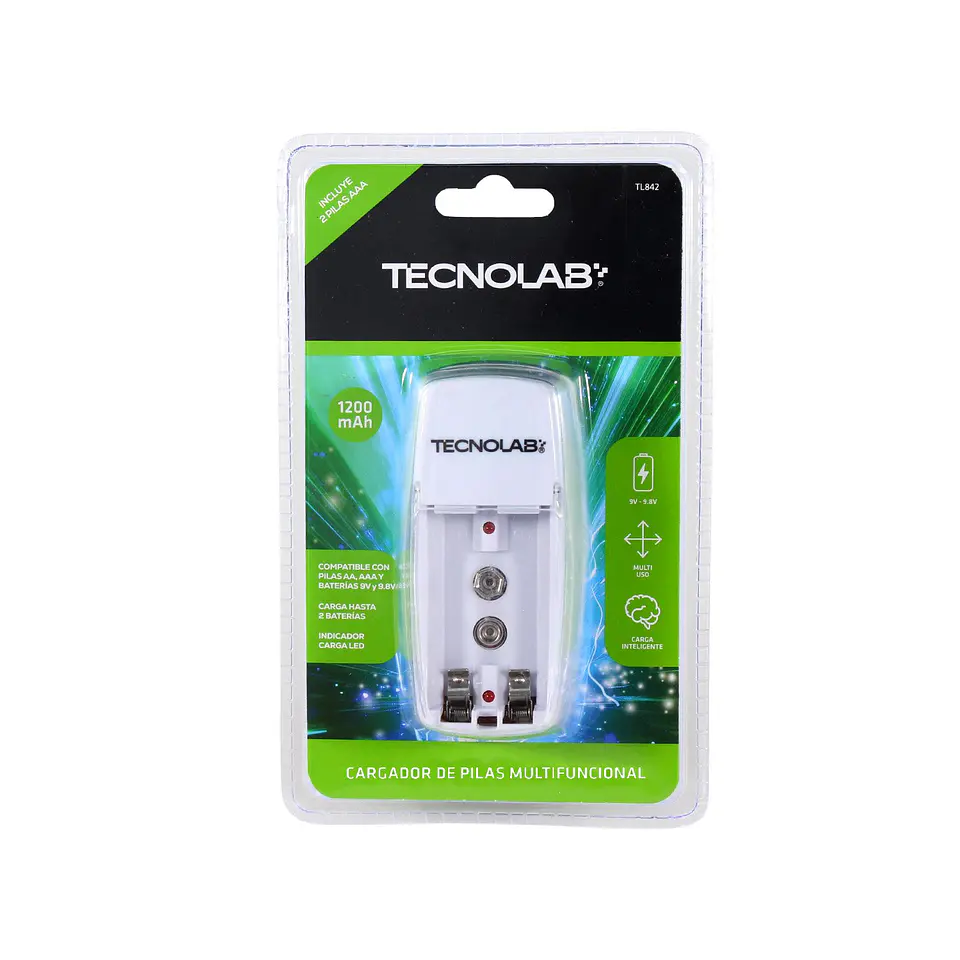 Cargador pilas TecnoLab TL842 blanco con 2 AAA 1