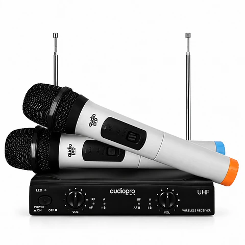 Kit 2 Micrófonos inalámbricos UHF Audiopro AP02040