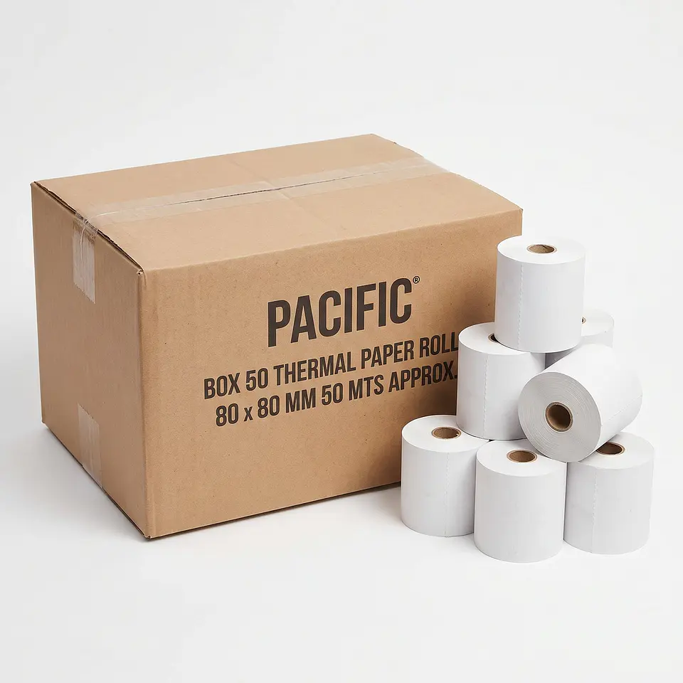 Caja 50 rollos Pacific 80x80mm, ref. 12-PAC01177BOX 1