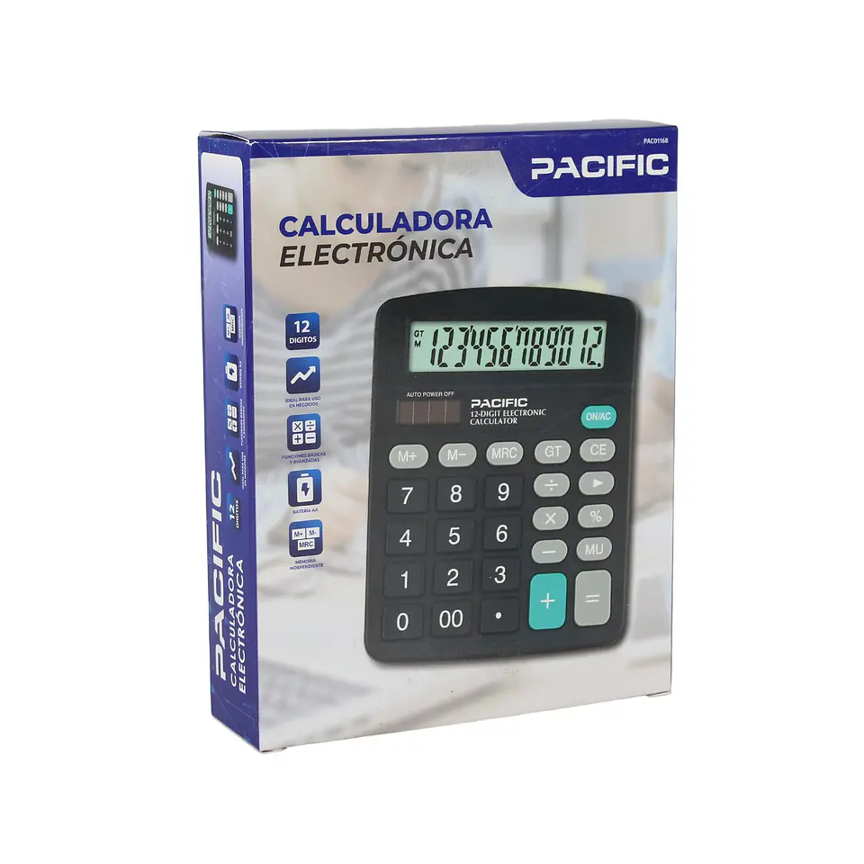 Calculadora electrónica Pacific de 12 dígitos negra 2