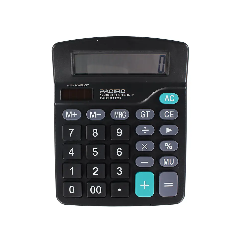 Calculadora electrónica Pacific de 12 dígitos negra 4