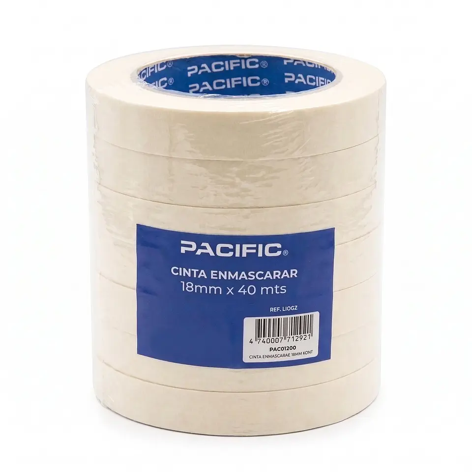 Pack de 7 cintas de enmascarar Pacific 18 mm x 40 m beige 1
