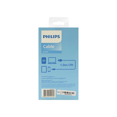 Cable Philips USB-A a USB-C blanco de 1 metro