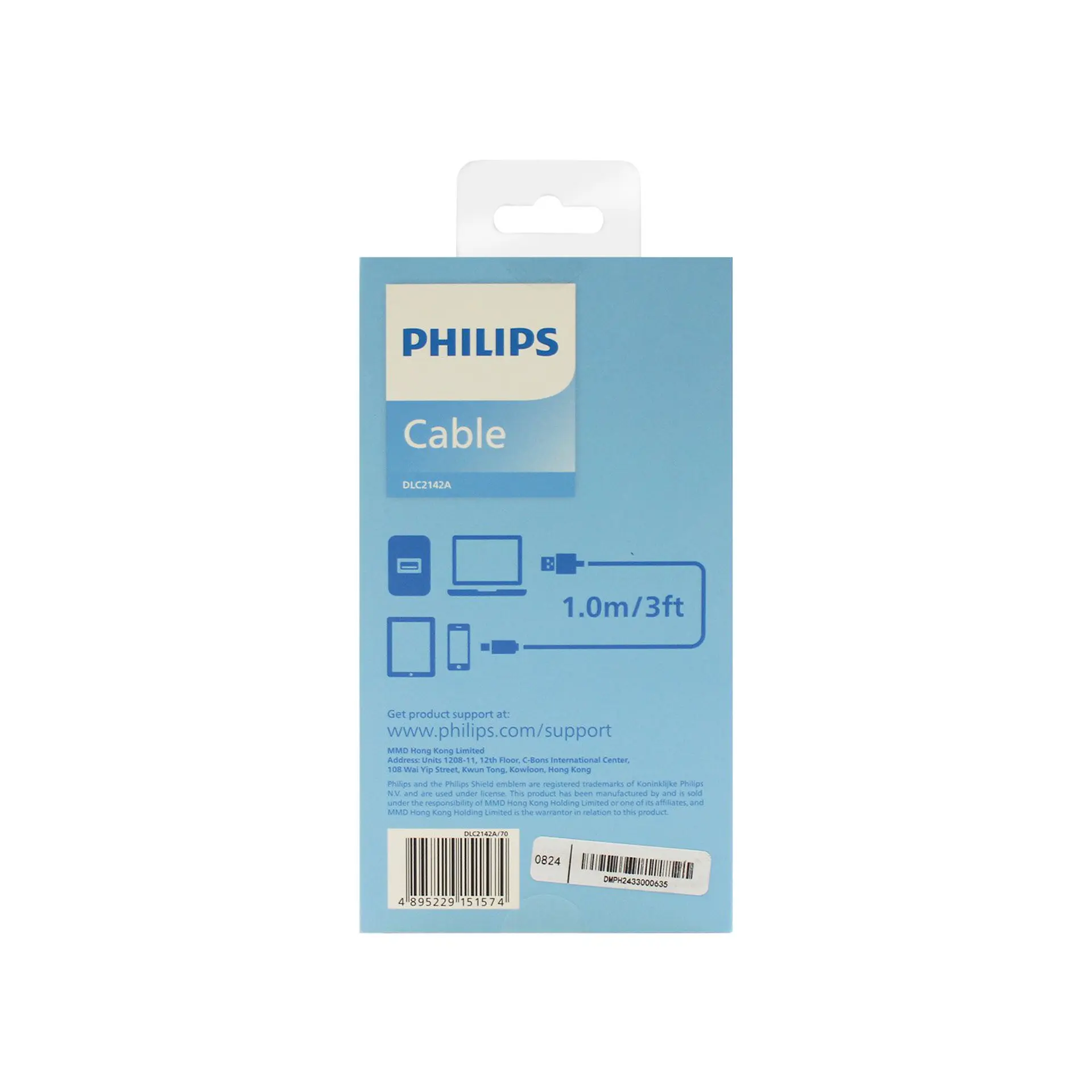 Cable Philips USB-A a USB-C blanco de 1 metro 1