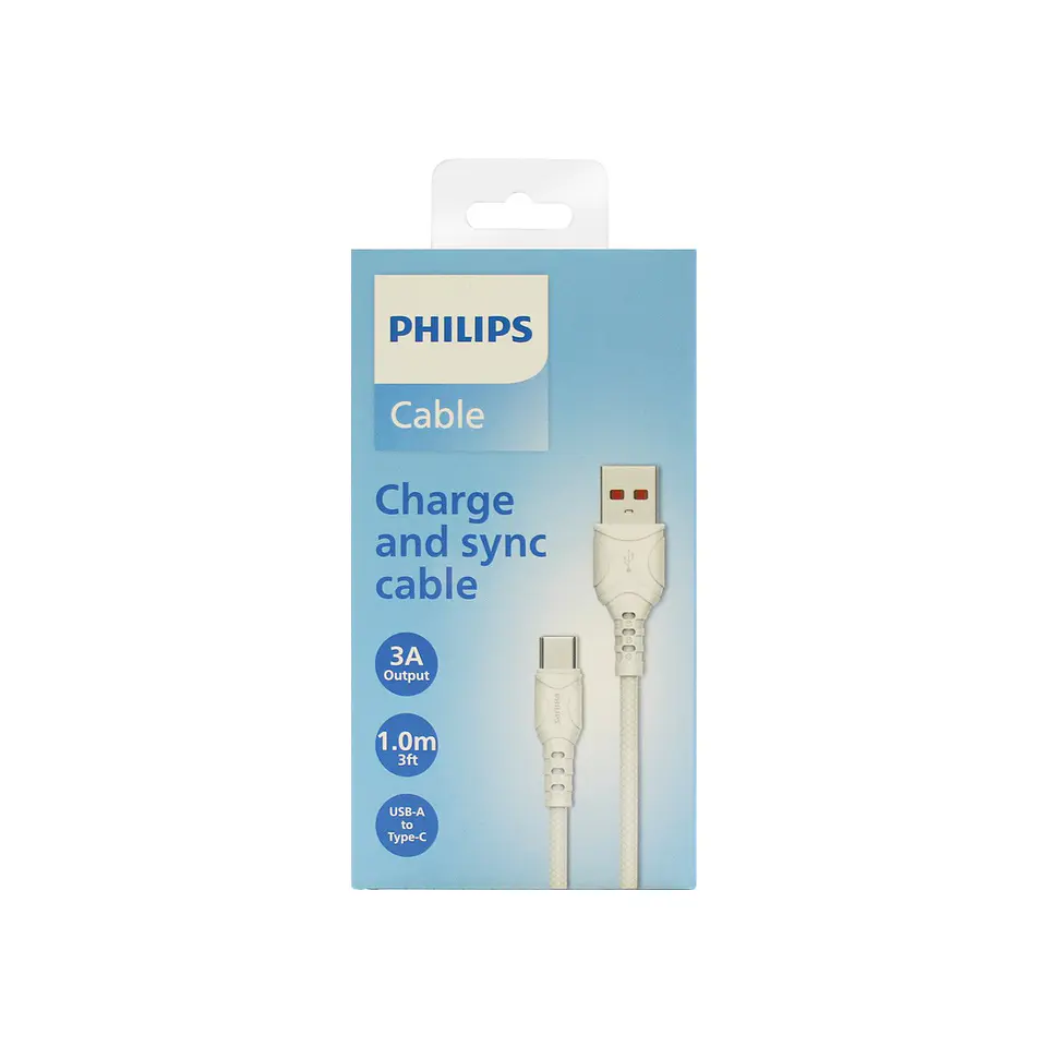 Cable Philips USB-A a USB-C blanco de 1 metro 6