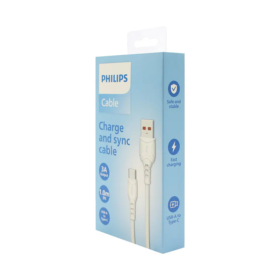 Cable Philips USB-A a USB-C blanco de 1 metro 7