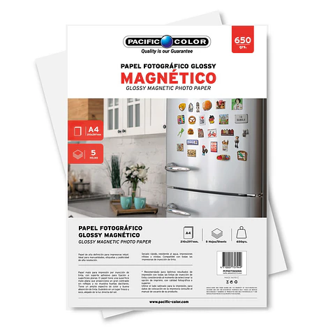 Papel fotográfico magnético glossy A4 Pacific de 5 hojas