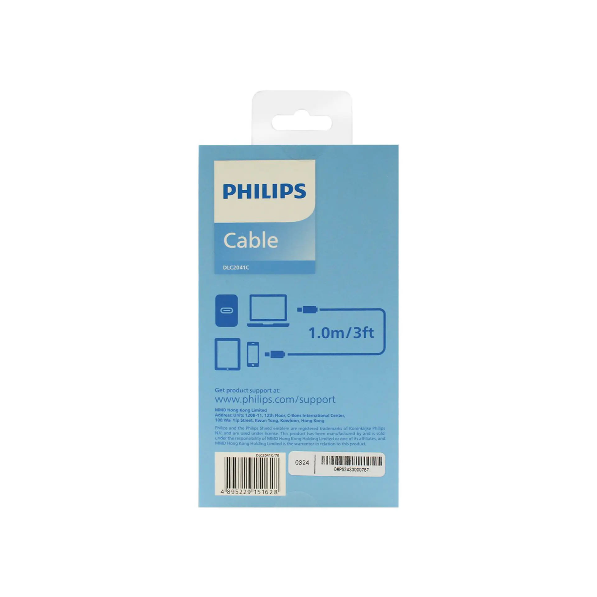 Cable USB-C a USB-C Philips DLC2041C/70 blanco 1 m 3