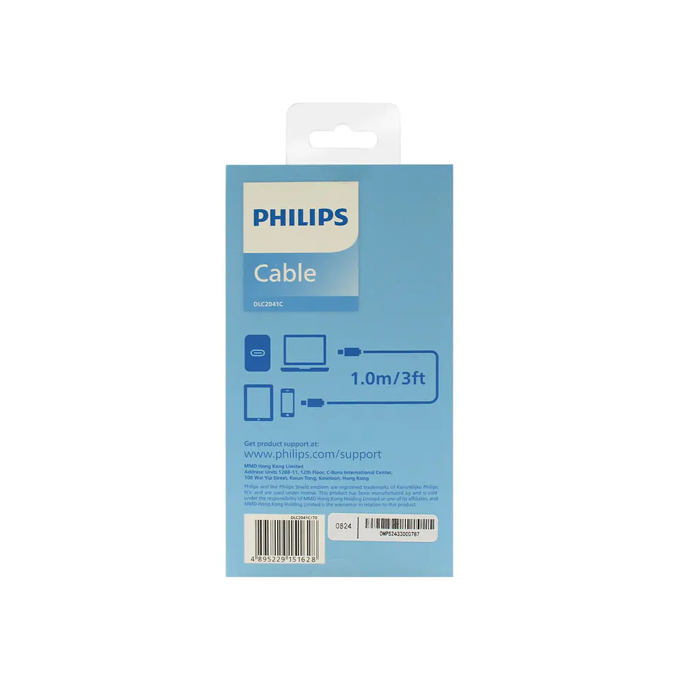 Cable USB-C a USB-C Philips DLC2041C/70 blanco 1 m 3