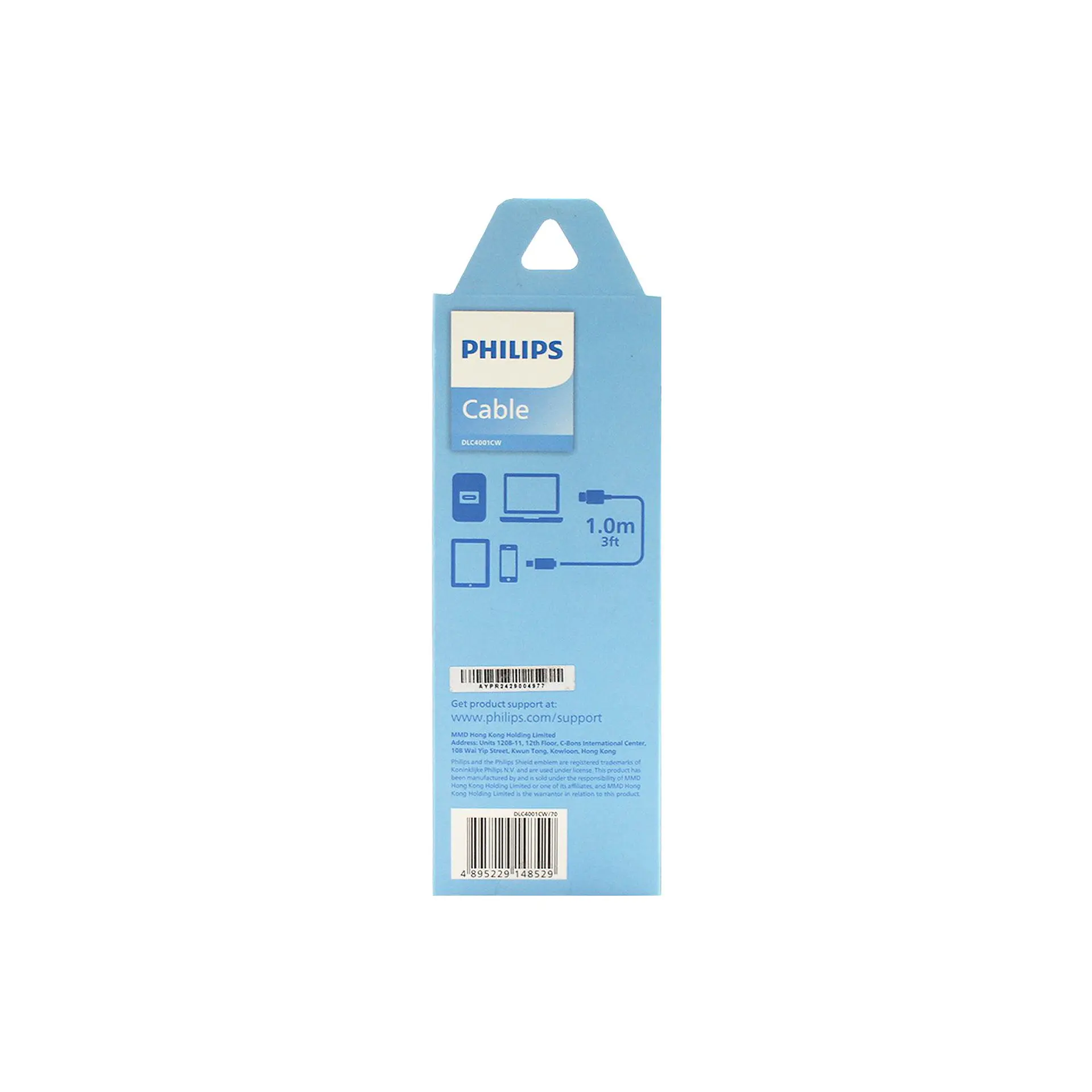 Cable USB-C a USB-C Philips DLC4001CW/70 blanco 1 m 3