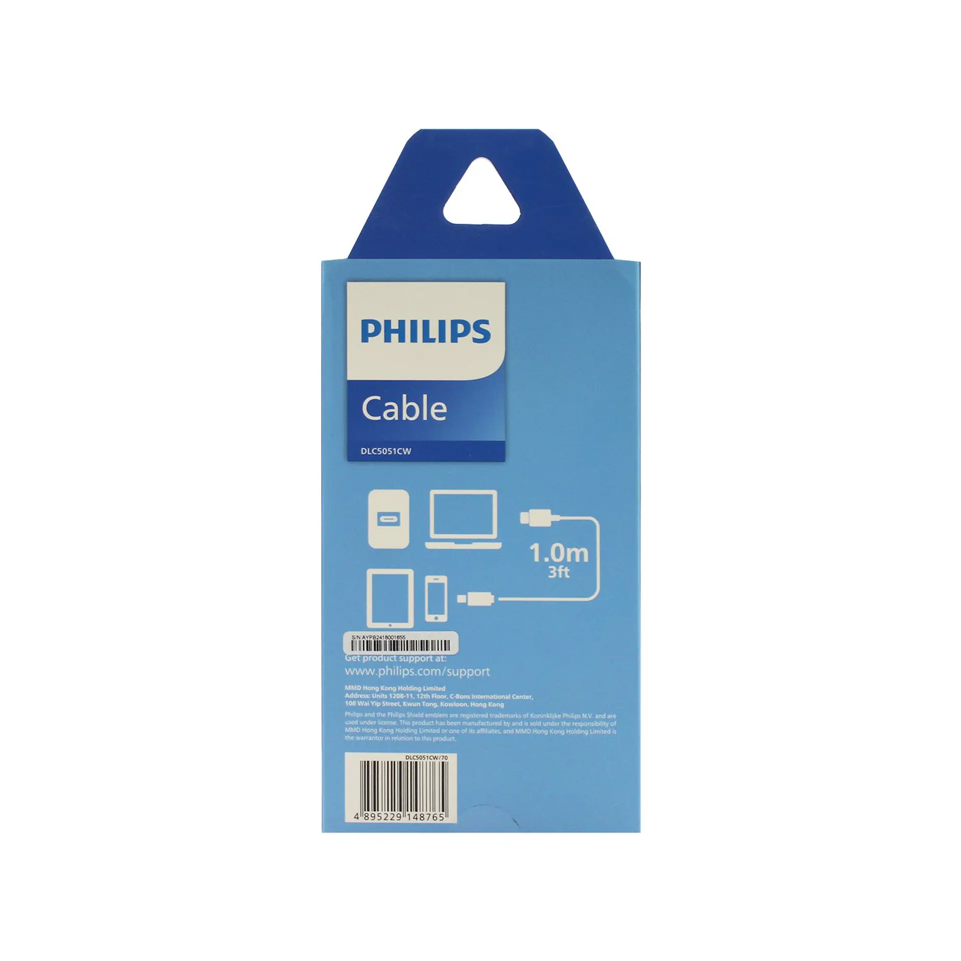 Cable USB-C a USB-C Philips DLC5051CW/70 blanco 1 m 3