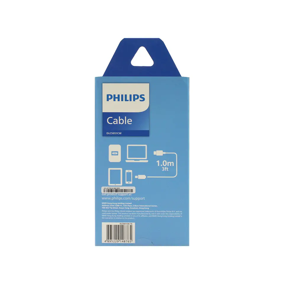 Cable USB-C a USB-C Philips DLC5051CW/70 blanco 1 m 3