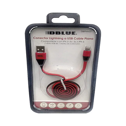 Cable Dblue DBIPHM22 USB-A a Lightning, 1 m, rojo