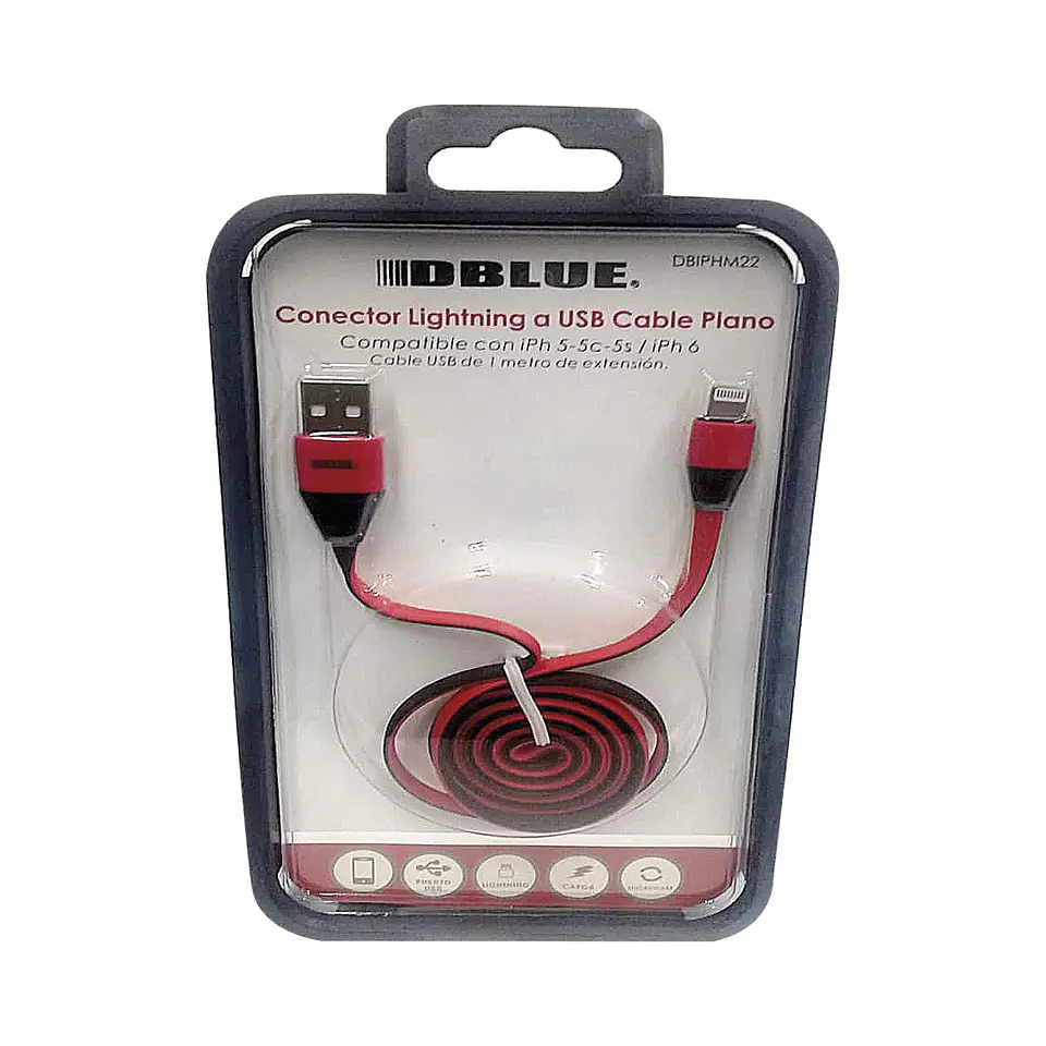 Cable Dblue DBIPHM22 USB-A a Lightning, 1 m, rojo 1