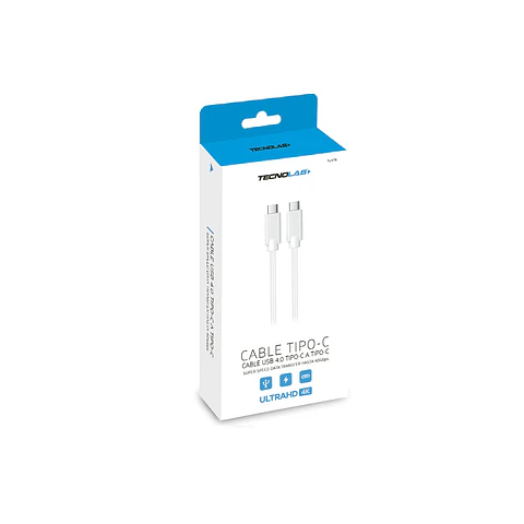 Cable Tecnolab TL475 USB-C a USB-C, 2 m, blanco