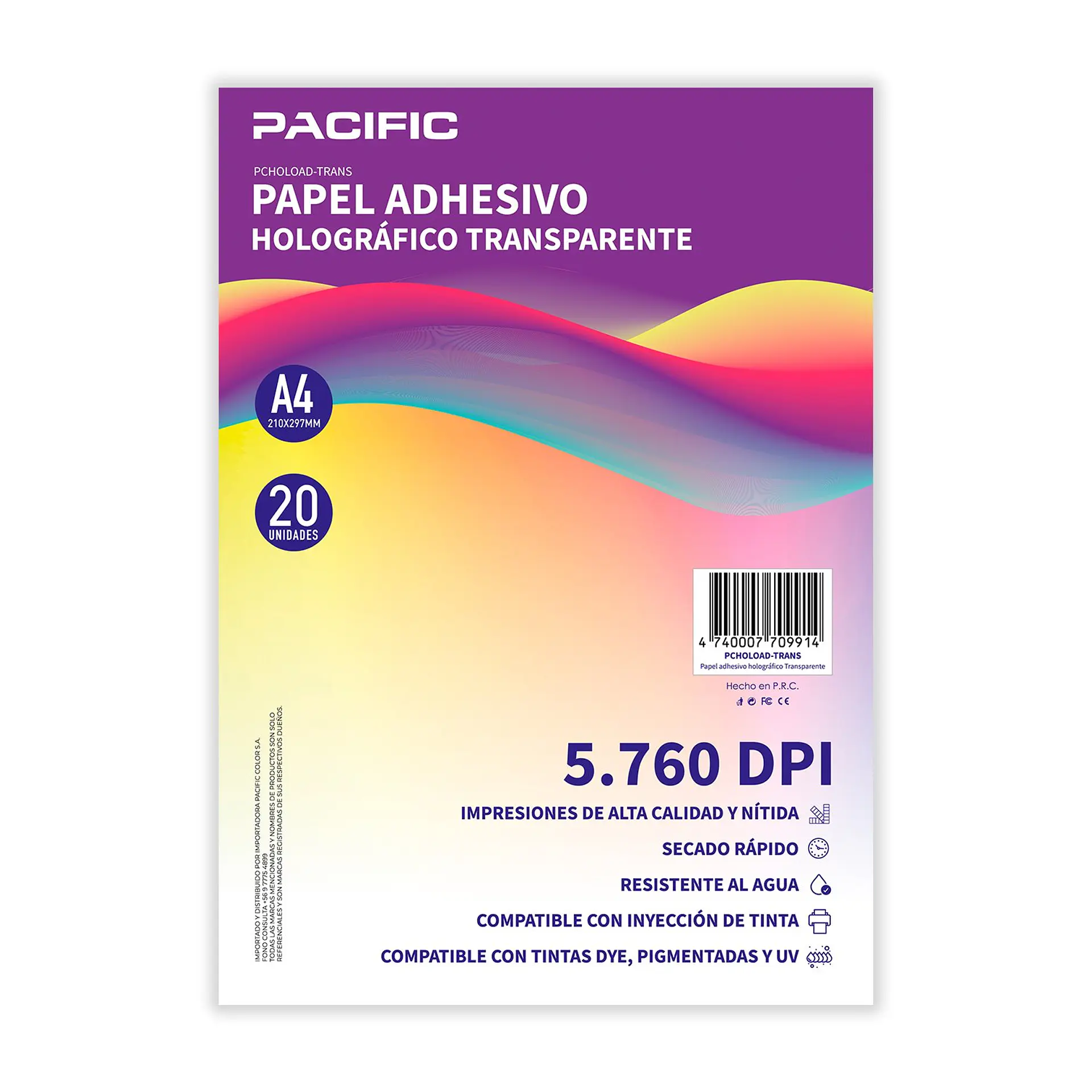 Papel holográfico Pacific PCHOLOAD-TRANS A4, 20 hojas 1