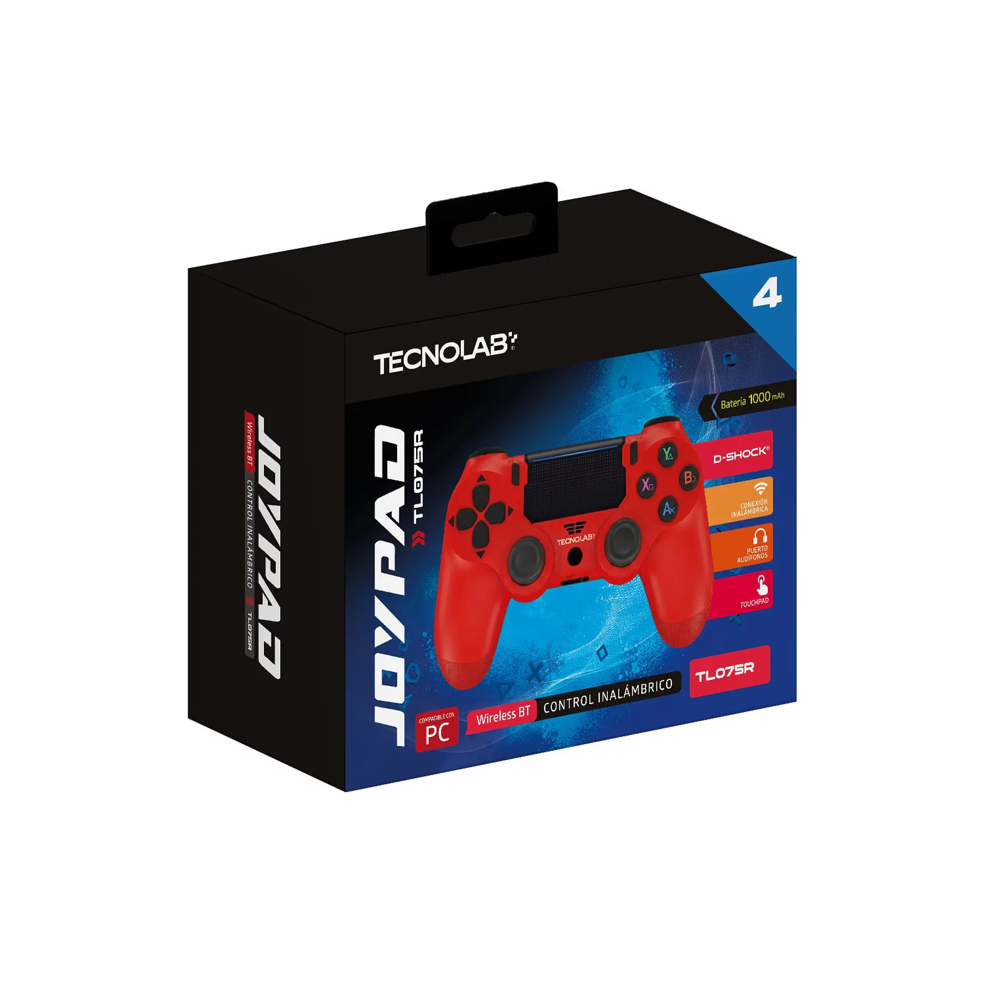 Joypad Tecnolab D-Shock para PS4 y PC Rojo 1