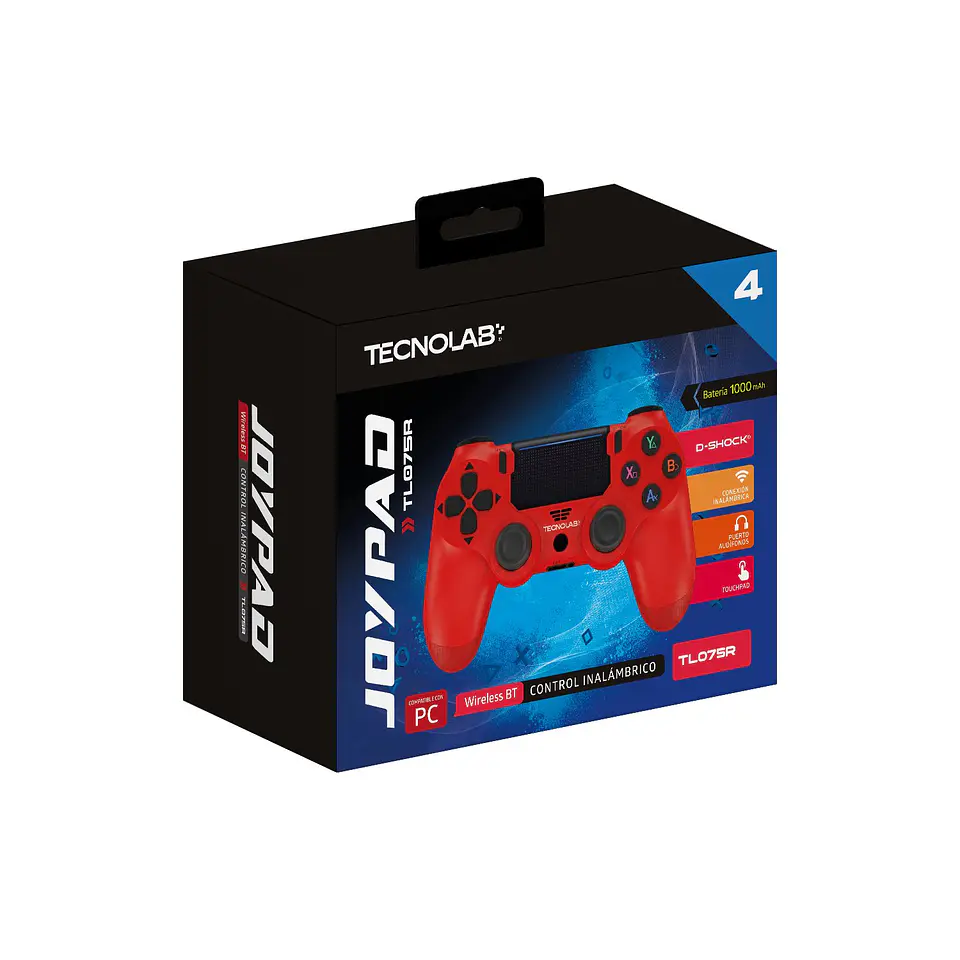 Joypad Tecnolab D-Shock para PS4 y PC Rojo 1