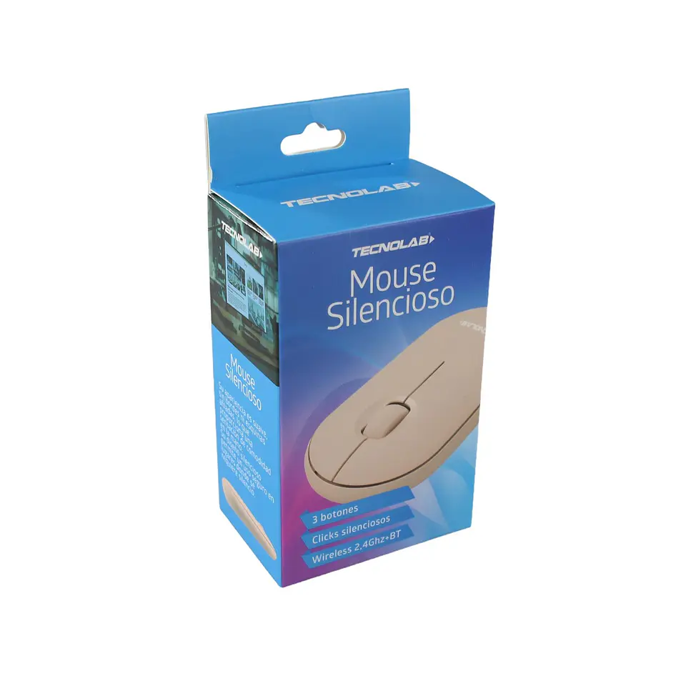Mouse Silencioso Tecnolab Bluetooth y 2.4 GHz Rosado 1