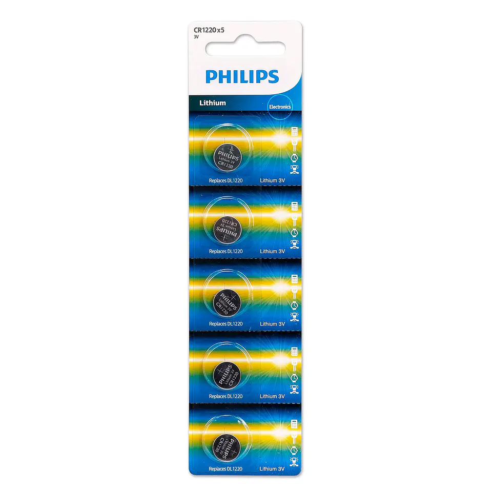 Pilas de Litio Philips CR1220 3V 5 Unidades 1