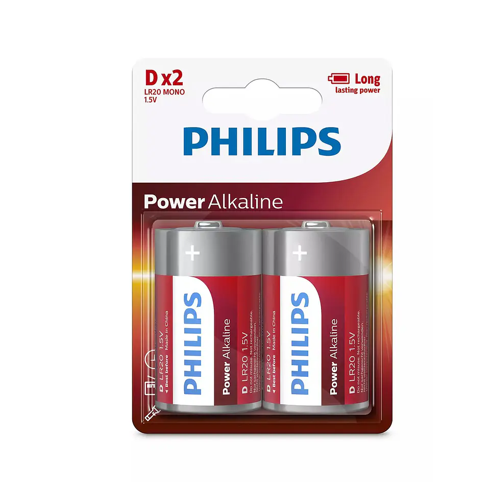 Pilas Alcalinas Philips D LR20 1,5 V 2 Unidades 2