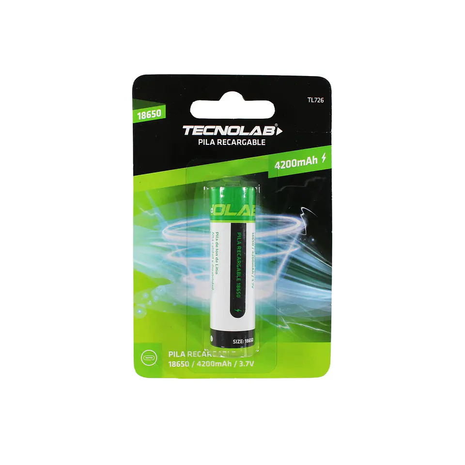 Pila Recargable Tecnolab 18650 Litio 4200 mAh 3,7 V 1