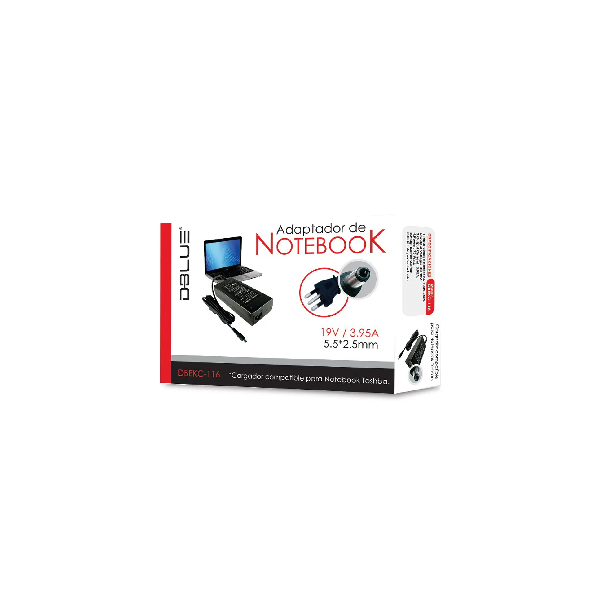 Cargador Notebook Dblue DBEKC-116 19V 3.95A 1