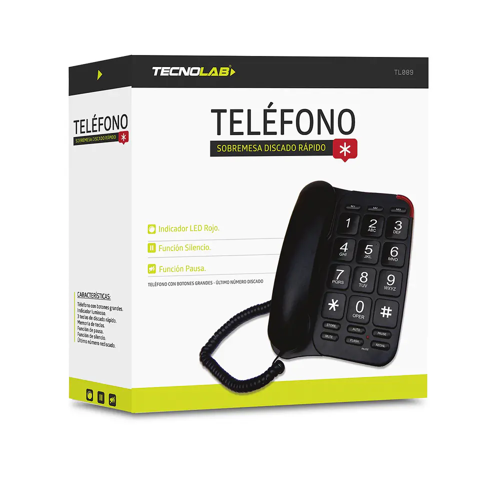 Teléfono de sobremesa Tecnolab TL089 negro 3