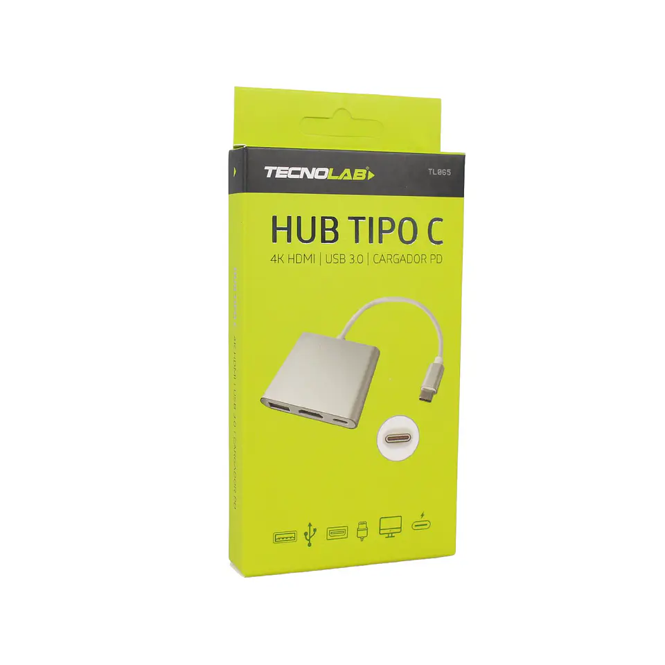 Hub USB-C Tecnolab TL065 con HDMI 4K y carga PD 1