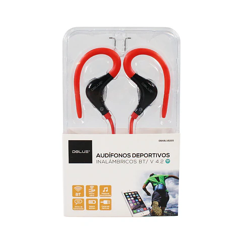 Audífonos Dblue DBABLUE220R Bluetooth rojo y negro