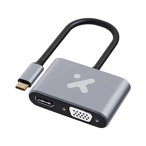 Adaptador Xtech XTC-542 USB-C a HDMI y VGA 2 en 1 por Mayor