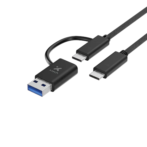 Cable Xtech XTC-532 USB-C a USB-C 60 W con adaptador USB-A por Mayor