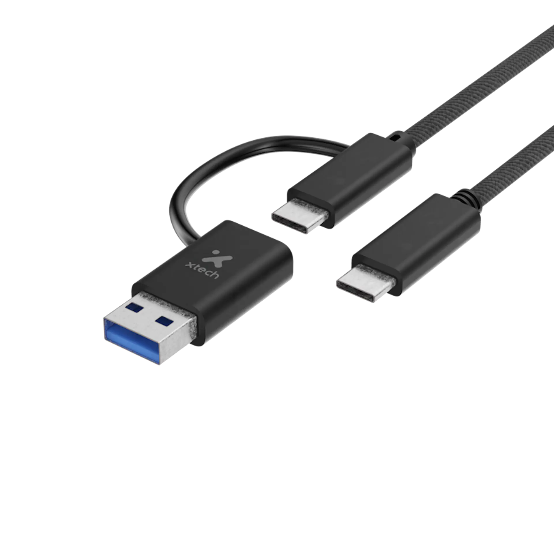 Cable Xtech XTC-532 USB-C a USB-C 60 W con adaptador USB-A por Mayor 1