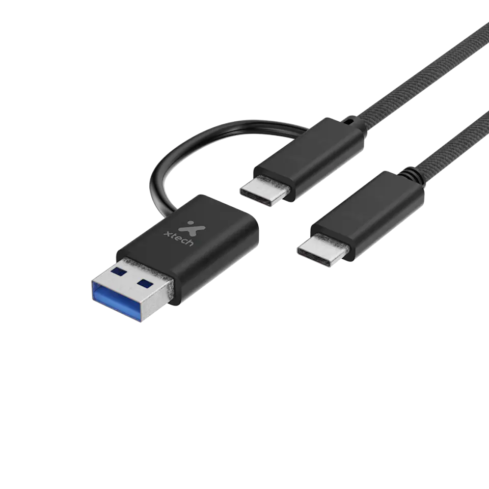 Cable Xtech XTC-532 USB-C a USB-C 60 W con adaptador USB-A por Mayor 1