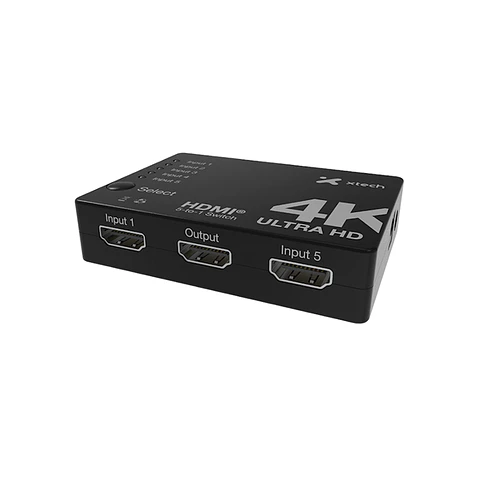 Switch HDMI Xtech XHA-430 5 entradas 1 salida 4K con control remoto por Mayor