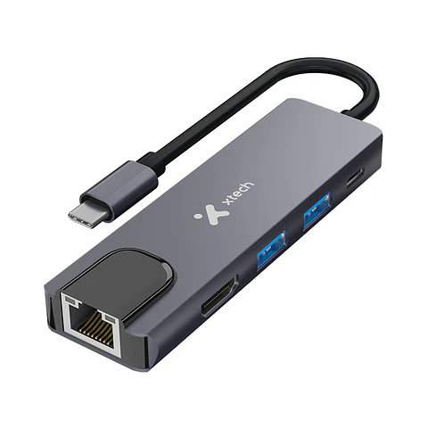 Hub USB-C Xtech XTC-572 5 en 1 HDMI 4K Gigabit y PD 100 W por Mayor