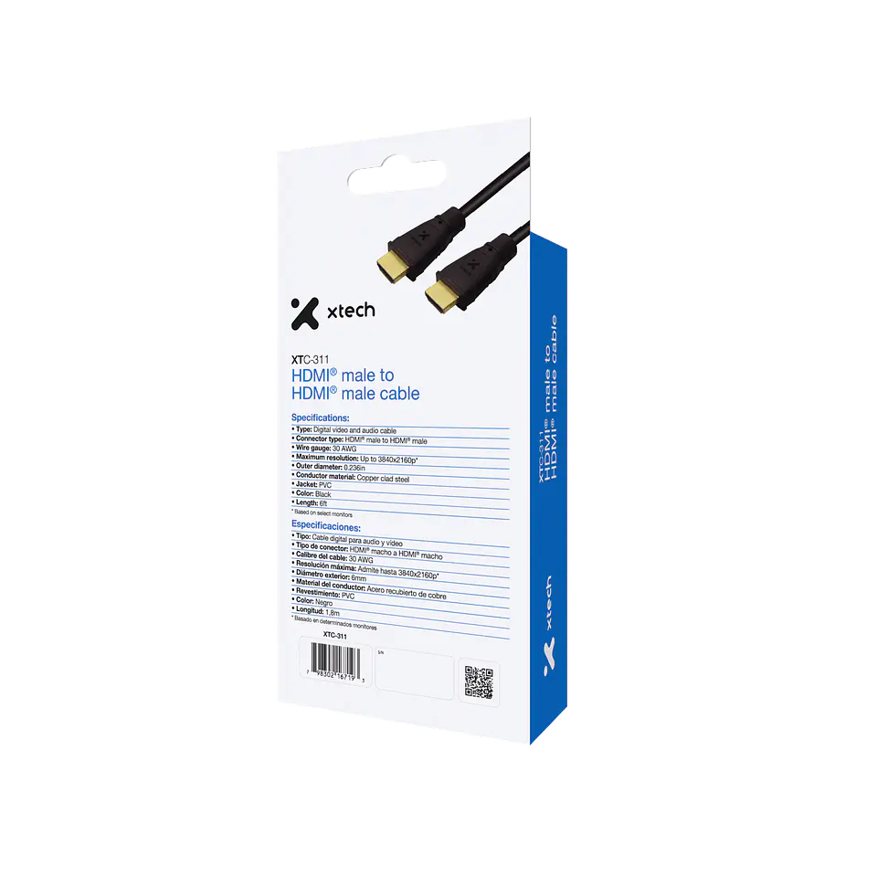 Cable HDMI Xtech XTC-311 4K macho a macho 1,8 m por Mayor 3