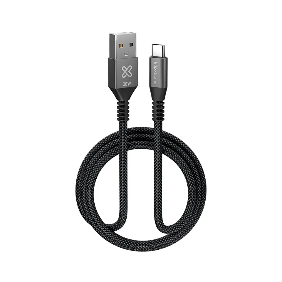 Cable USB-A a USB-C Klip Xtreme PowerGo 050 KAC-050-3FT 30 W 1 m negro por mayor 1