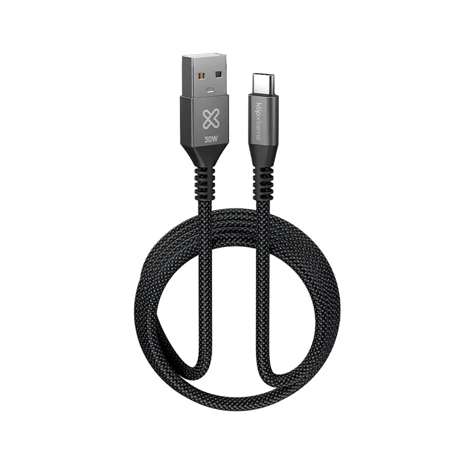 Cable USB-A a USB-C Klip Xtreme PowerGo 050 KAC-050-6FT 30 W 1,8 m negro por mayor 1