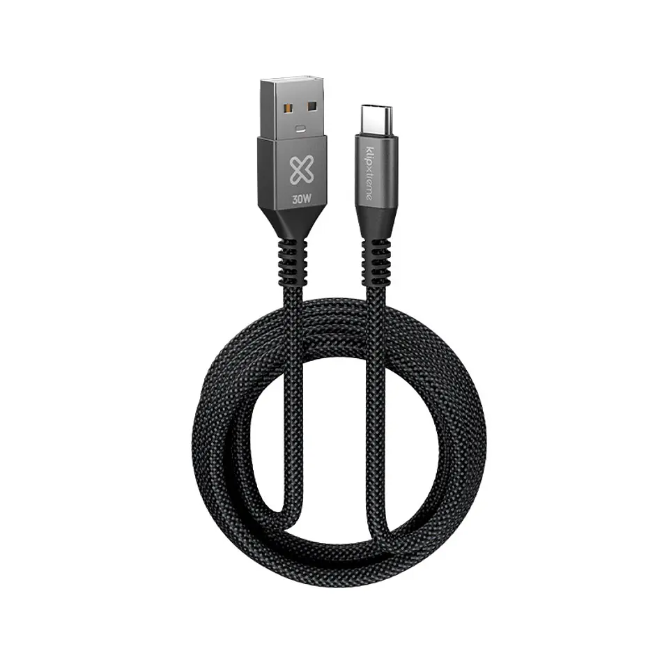 Cable USB-A a USB-C Klip Xtreme PowerGo 050 KAC-050-10FT 30 W 3 m negro por mayor 1