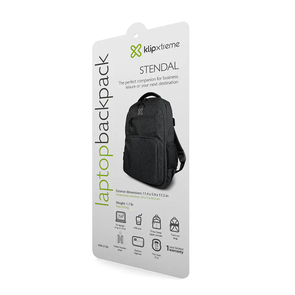 Mochila para notebook con puerto USB Klip Xtreme Stendal KNB-577BK 15,6″ negro por mayor 2