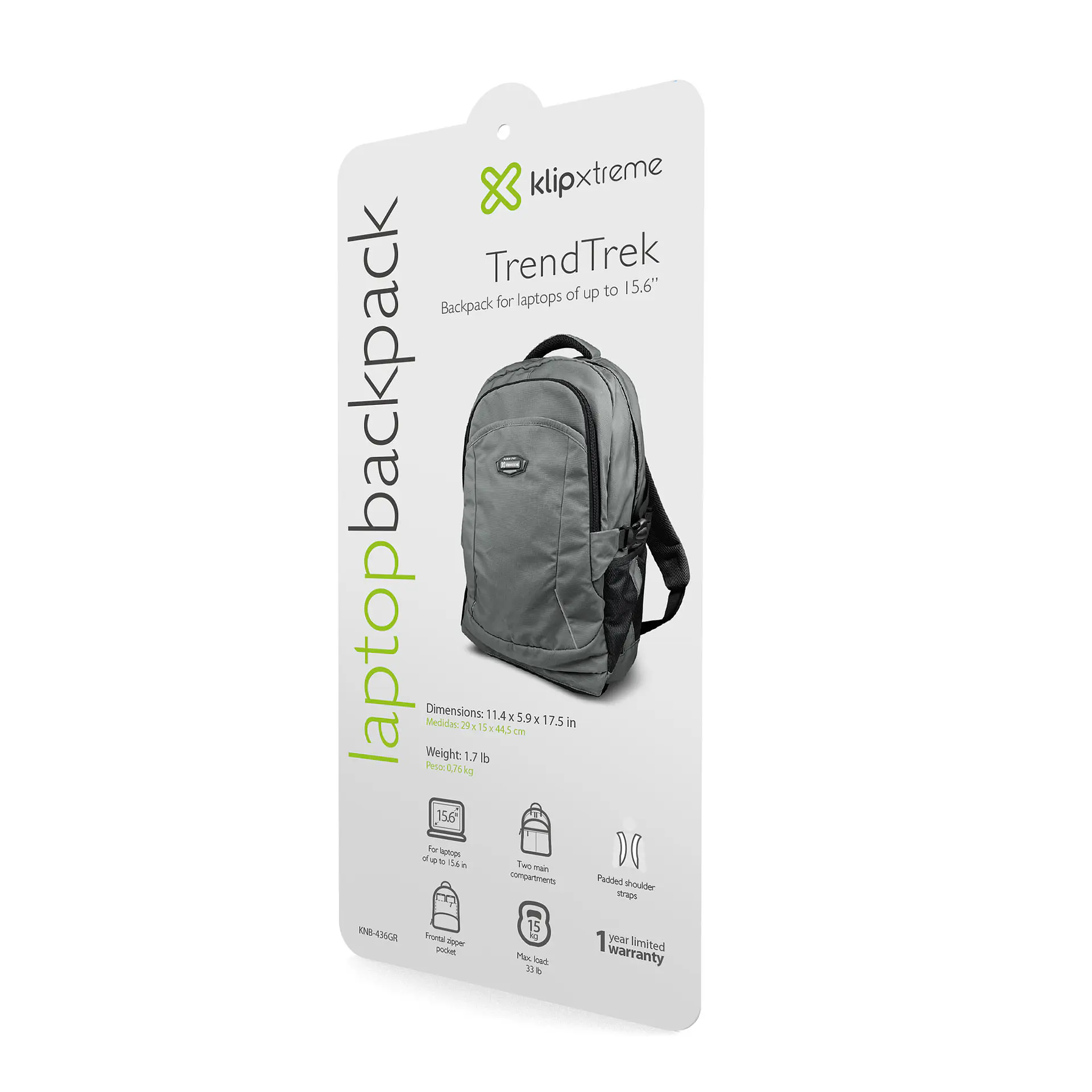 Mochila para notebook Klip Xtreme TrendTrek KNB-436GR 15,6″ gris por mayor 2