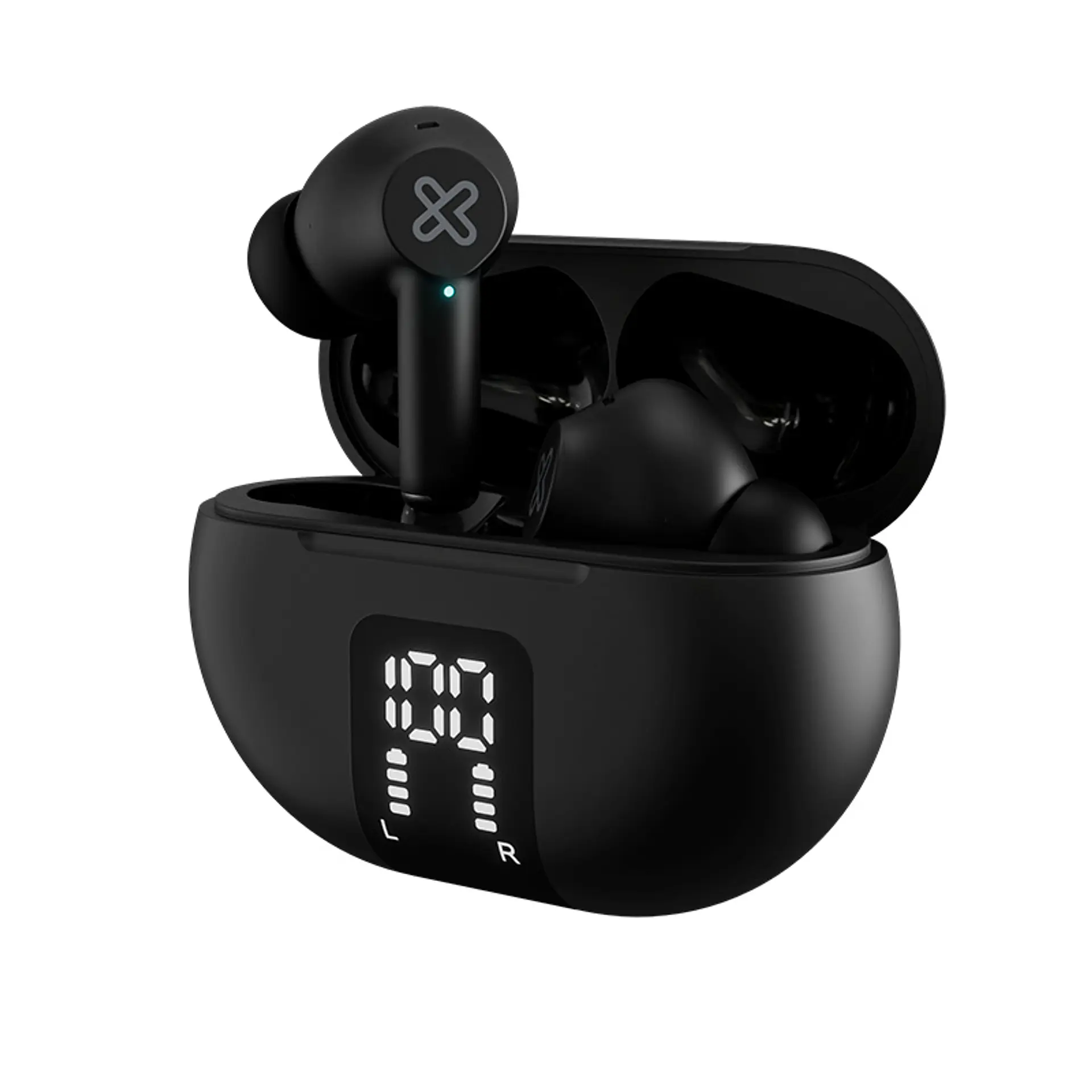 Audífonos TWS Klip Xtreme EdgeBuds KTE-755BK con ANC, ENC y estuche LED - Negro por mayor 1